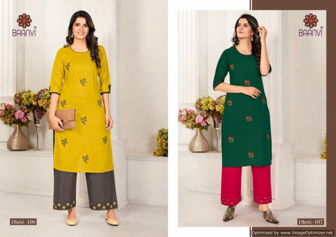 Baanvi Dhriti 1 Latest Designer Ethnic Wear Rayon Printed Kurti With Bottom Collection